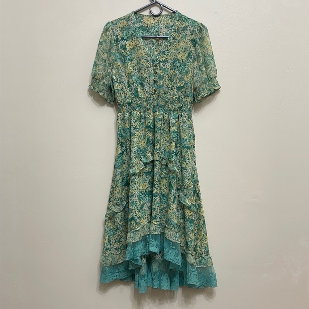 Oumanliying Floral Green Dress
